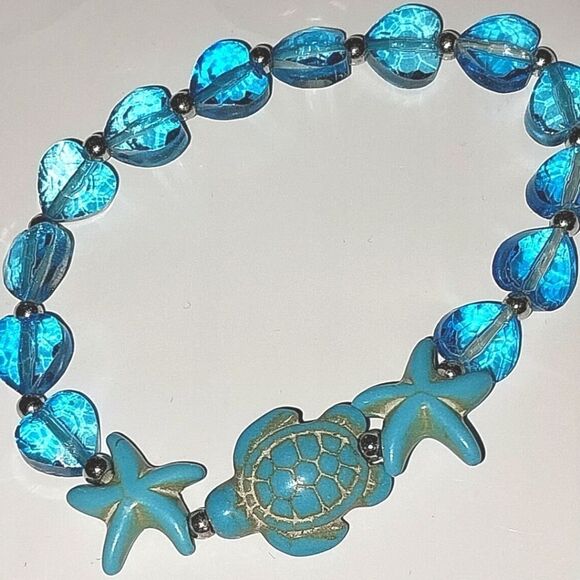 Girls Turtle starfish charm bracelet - Picture 2 of 8